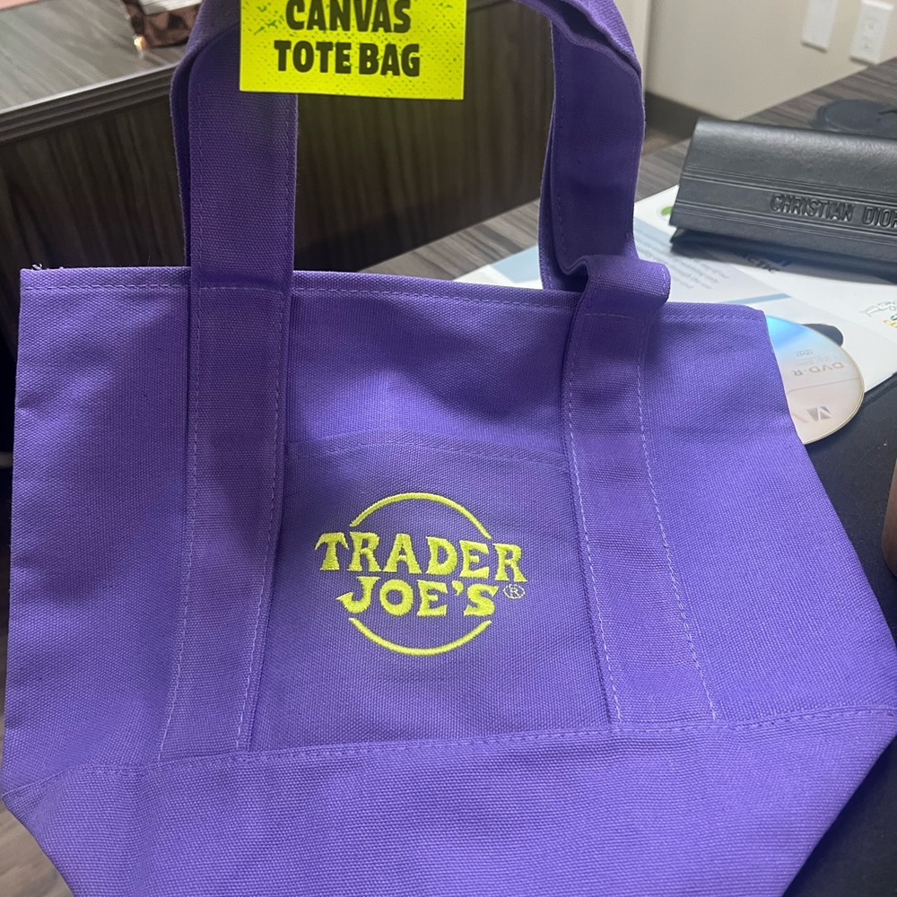 Trader Joe's Purple Canvas Tote Bag